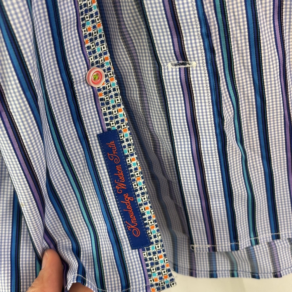 EUC Robert Graham X Collection szL Blue Striped Men's Shirt… - Picture 3 of 10